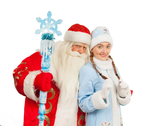 Papai Noel e Donzela de Neve — Fotografia de Stock