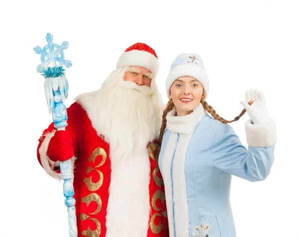 Papai Noel e Donzela de Neve — Fotografia de Stock