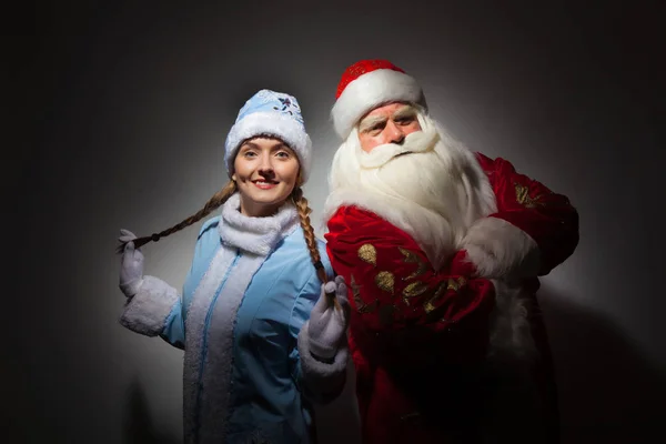 Papai Noel e Donzela de Neve — Fotografia de Stock