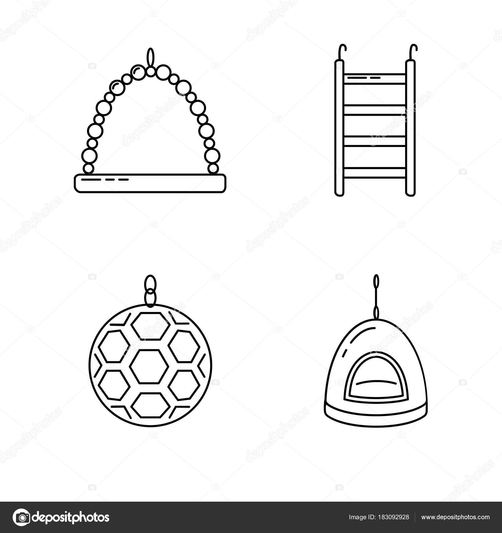 Jeu Dicônes De La Ligne Daccessoires Pour Oiseaux En Cage