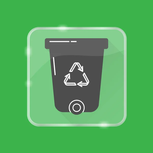 Recycle bin silhouette icon in flat style on transparent button