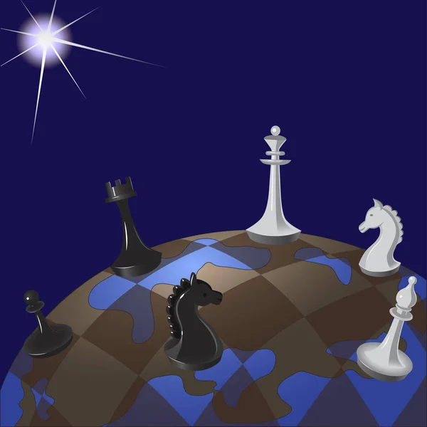 Ilustração Tabuleiro Xadrez Mundial Política Global Como Jogo Xadrez —  Vetores de Stock