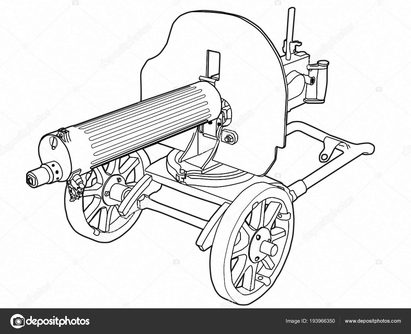 Пулемет Максим рисунок сбоку
