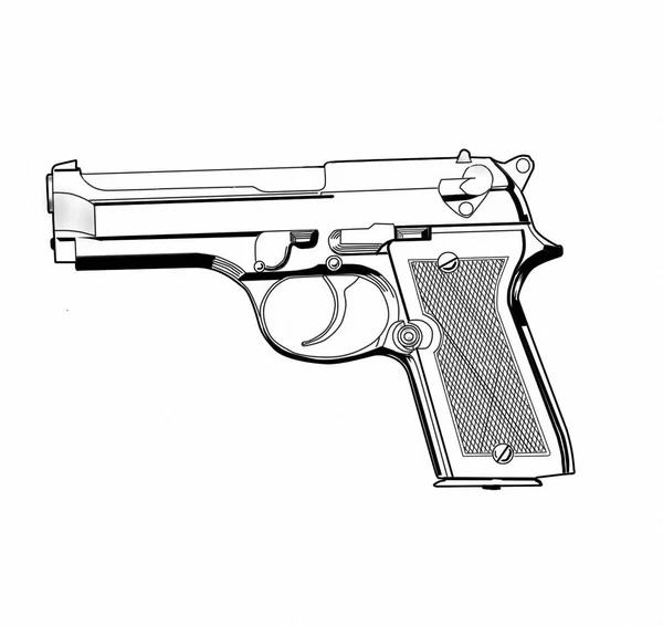 Arma Pistola Automática Pintura — Fotografia de Stock