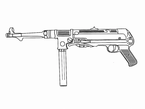 Arma Pistola Mitragliatrice Pittura — Foto Stock