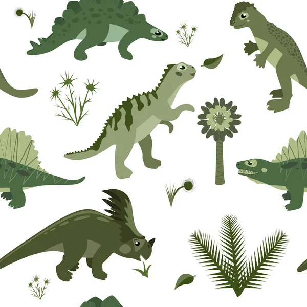 Dinosaurier-Vektor nahtloses Muster — Stockvektor