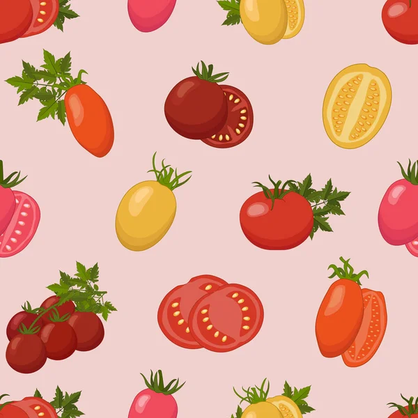 Cartoon Tomaten Und Scheiben Verschiedene Sorten Formen Und Farben Von — Stockvektor