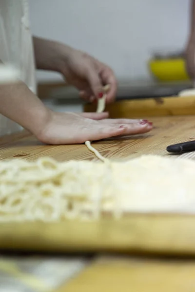 Handmade Pasta Pici Tuscany — Stock Photo, Image
