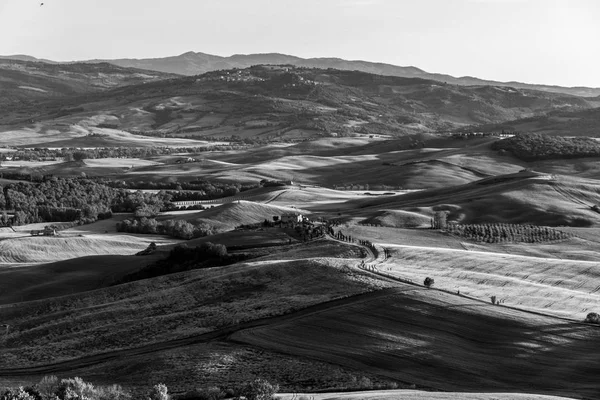 Una fantastica vista della Val D'Orcia al tramonto da Pienza — Foto Stock