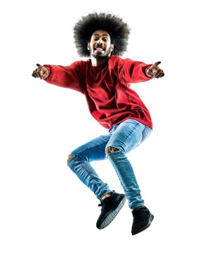 Afrika adam işaret siluet izole atlama