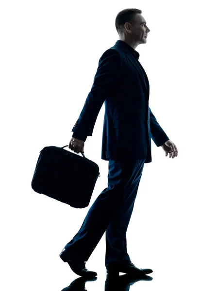 Business man walking silhouette isolated — Stock Photo, Image