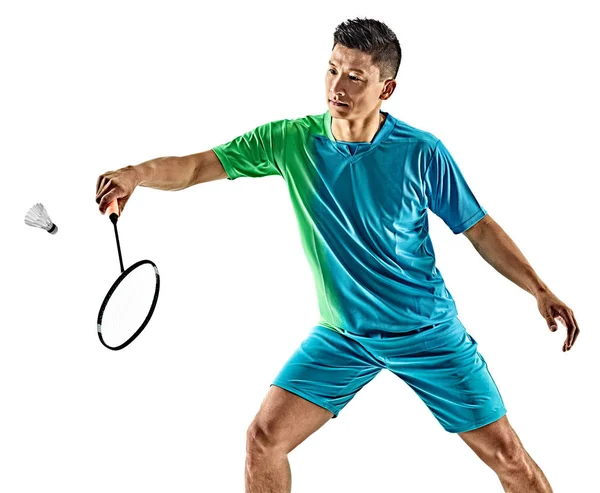 Asiatischer Badmintonspieler isoliert — Stockfoto