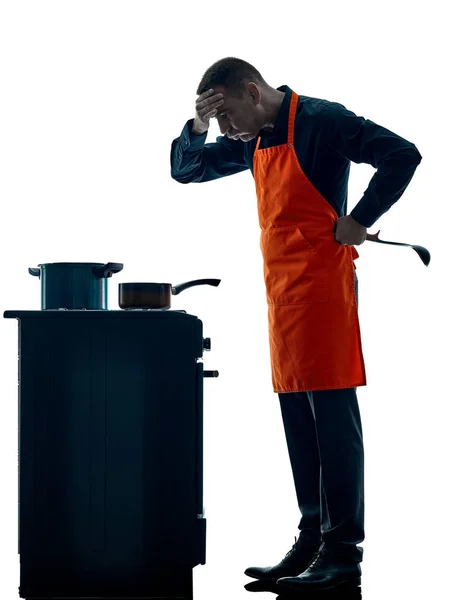 Man cooking chef silhouette isolated — Stock Photo, Image