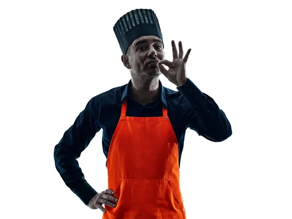 Muž vaření šéfkuchař silueta izolované — Stock fotografie