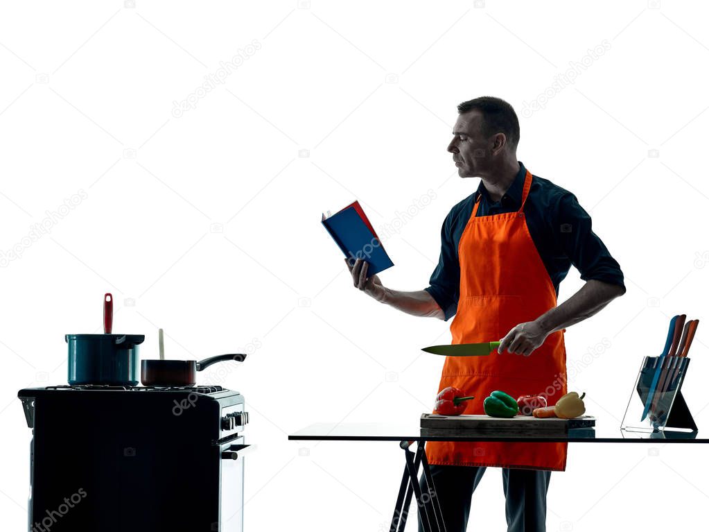 man cooking chef silhouette isolated