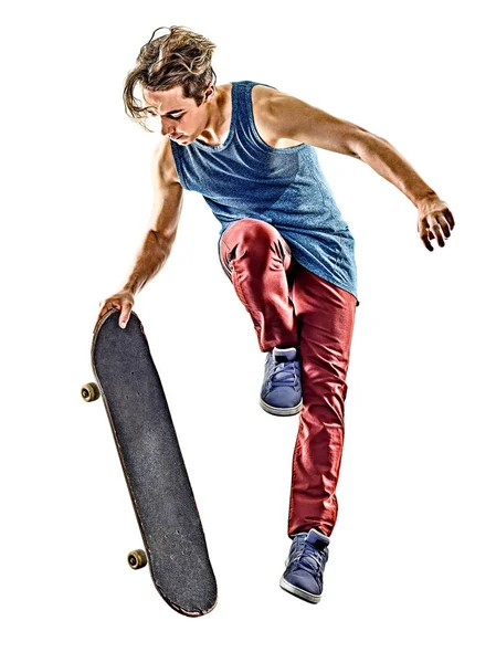 Skateboarder joven adolescente hombre aislado — Foto de Stock