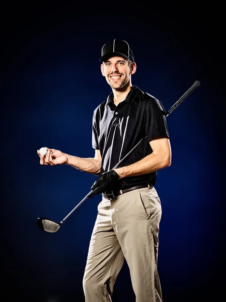 Hombre golfista golfing aislado — Foto de Stock