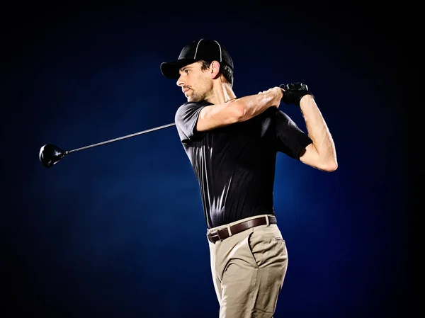 Hombre golfista golfing aislado — Foto de Stock