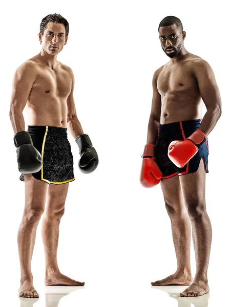 Muay Thai kickboksen kickbokser boksen mannen geïsoleerd — Stockfoto