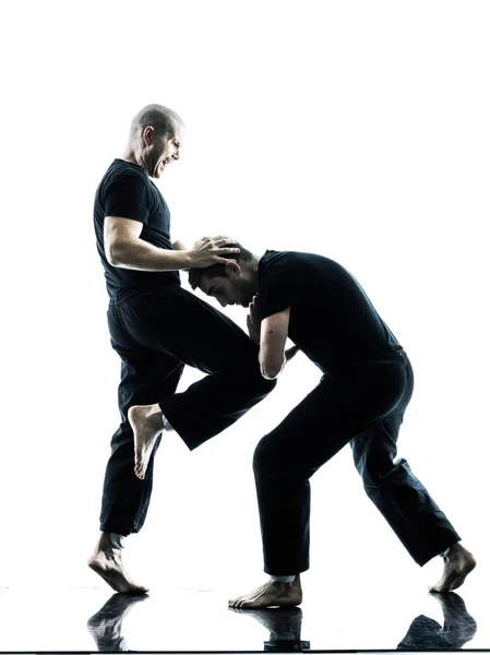 Men krav maga fighters fighting isolated — Stock Photo, Image