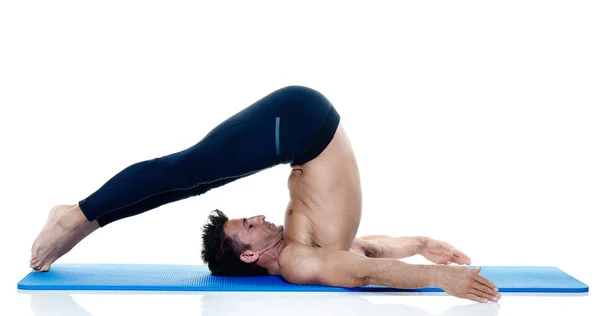 Uomo fitness pilates esercizi isolati — Foto Stock
