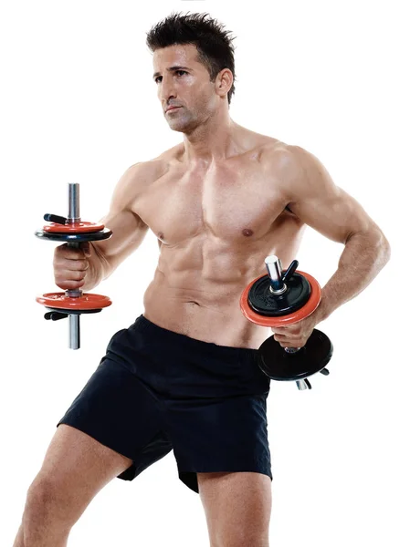 Muž váhy cvičení, samostatný — Stock fotografie