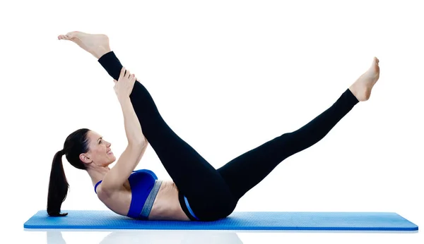 Frau Fitness Pilates Übungen isoliert — Stockfoto