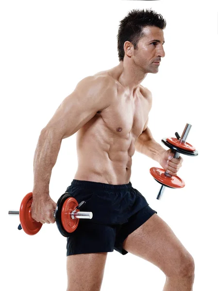 Hombre pesas ejercicios aislados — Foto de Stock