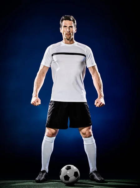 Piłka nożna gracz mężczyzna na białym tle — Zdjęcie stockowe