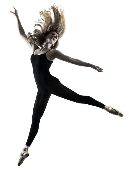 Bailarina dançarina dançarina mulher dança silhueta isolada — Fotografia de Stock
