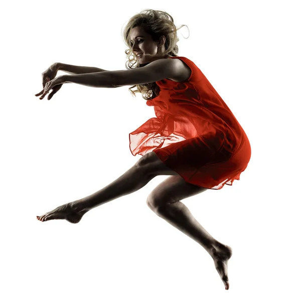 Moderno ballerina danza donna isolato silhouette — Foto Stock