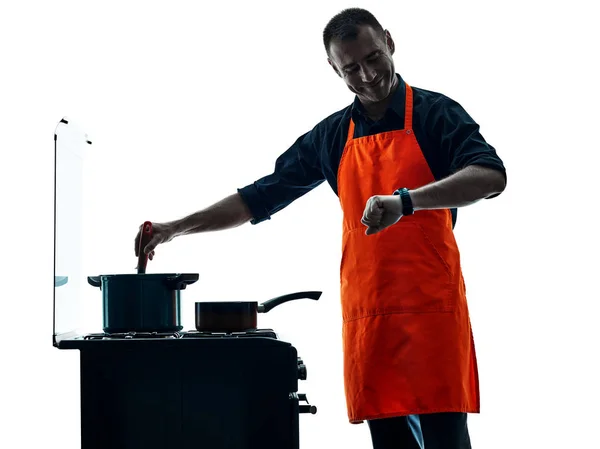 Homem cozinhando silhueta chef isolado — Fotografia de Stock