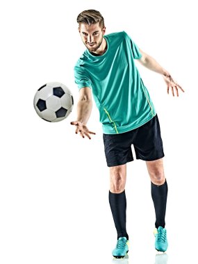 bir futbol oyuncu adam izole beyaz arka plan ayakta