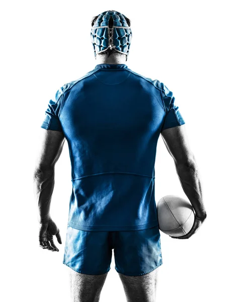 Rugby man speler silhouet geïsoleerd — Stockfoto