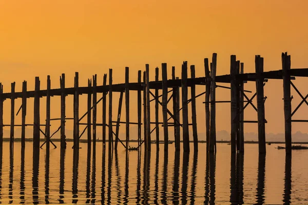 Ponte U Bein Lago Taungthaman Amarapura Mianmar — Fotografia de Stock