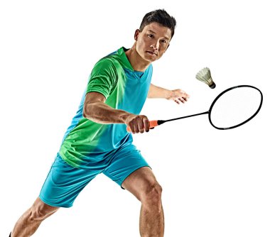 Asya badminton oyuncu adam izole