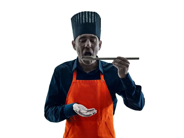 Homem cozinhando silhueta chef isolado — Fotografia de Stock
