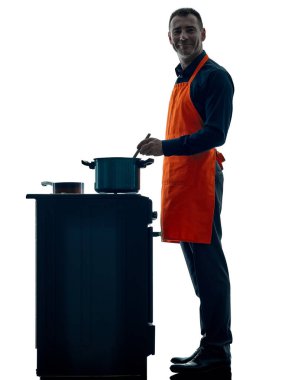 adam pişirme Şef siluet izole