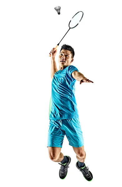 Asiático bádminton jugador hombre aislado — Foto de Stock