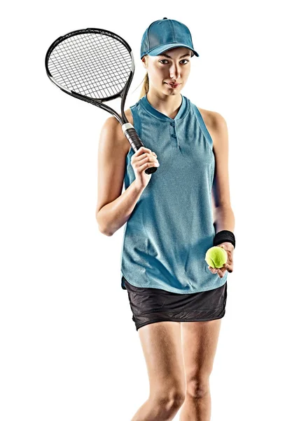 Tennis-Frau isoliert Silhouette — Stockfoto