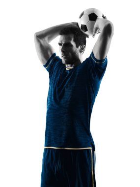 Futbol oyuncu adam siluet izole