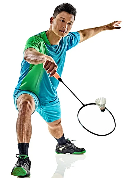 Asiático bádminton jugador hombre aislado — Foto de Stock