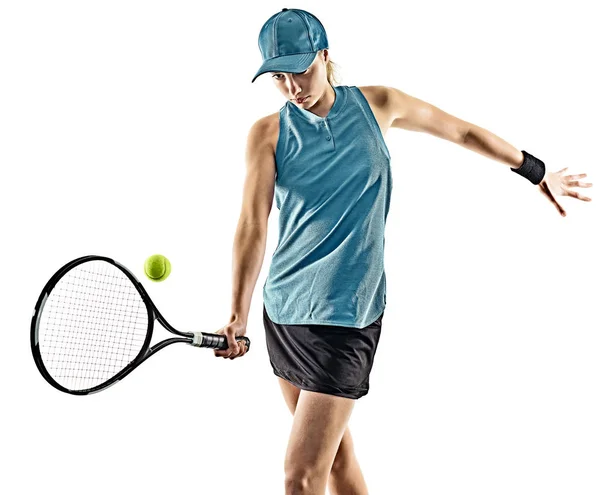 Tennis-Frau isoliert Silhouette — Stockfoto