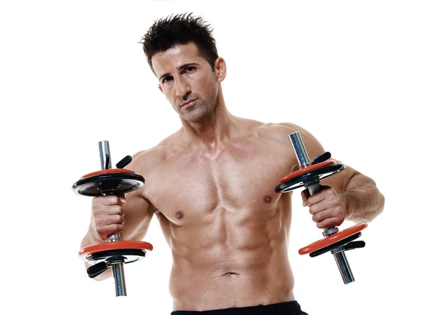 Muž váhy cvičení, samostatný — Stock fotografie