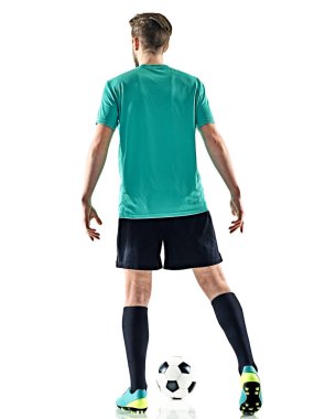 bir futbol oyuncu adam izole beyaz arka plan ayakta