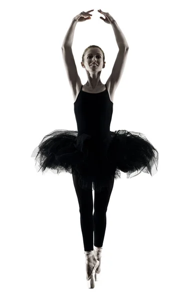 Ballerina danseres dansen geïsoleerde silhouet van de vrouw — Stockfoto