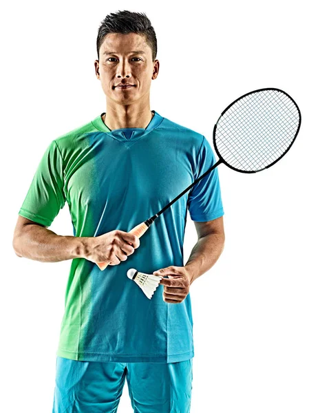 Asiatiska badminton spelare man isolerade — Stockfoto