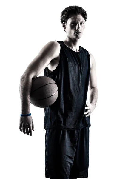 Basketballer Mann isoliert Silhouette Schatten — Stockfoto