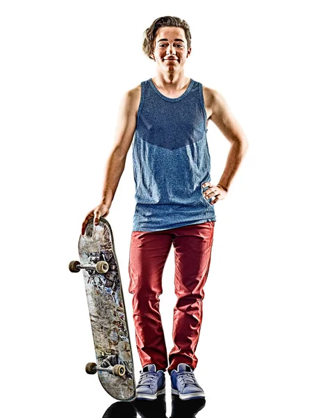 Skatista jovem adolescente homem isolado — Fotografia de Stock