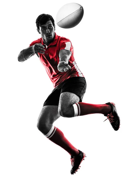 Rugby man speler silhouet geïsoleerd — Stockfoto